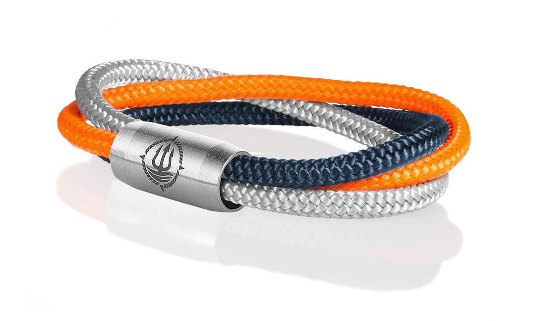 Bild von Segeltau Armband neonorange, navy blau, grau "Trinidad" 
