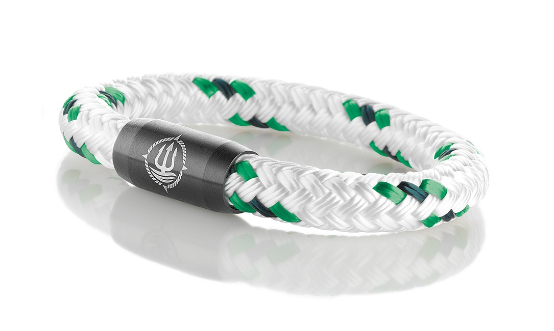 Bild von Segeltau Armband weiss grün schwarz "Borkum" 