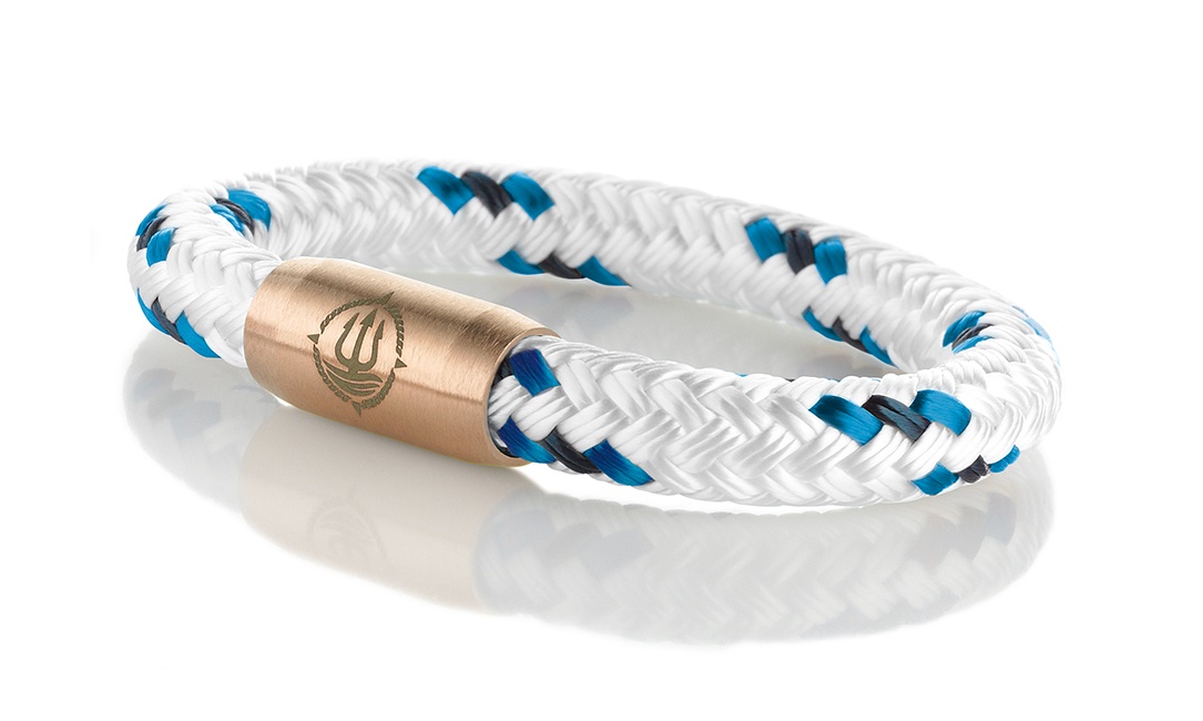 Bild von Segeltau Armband weiss blau schwarz "Borkum" 